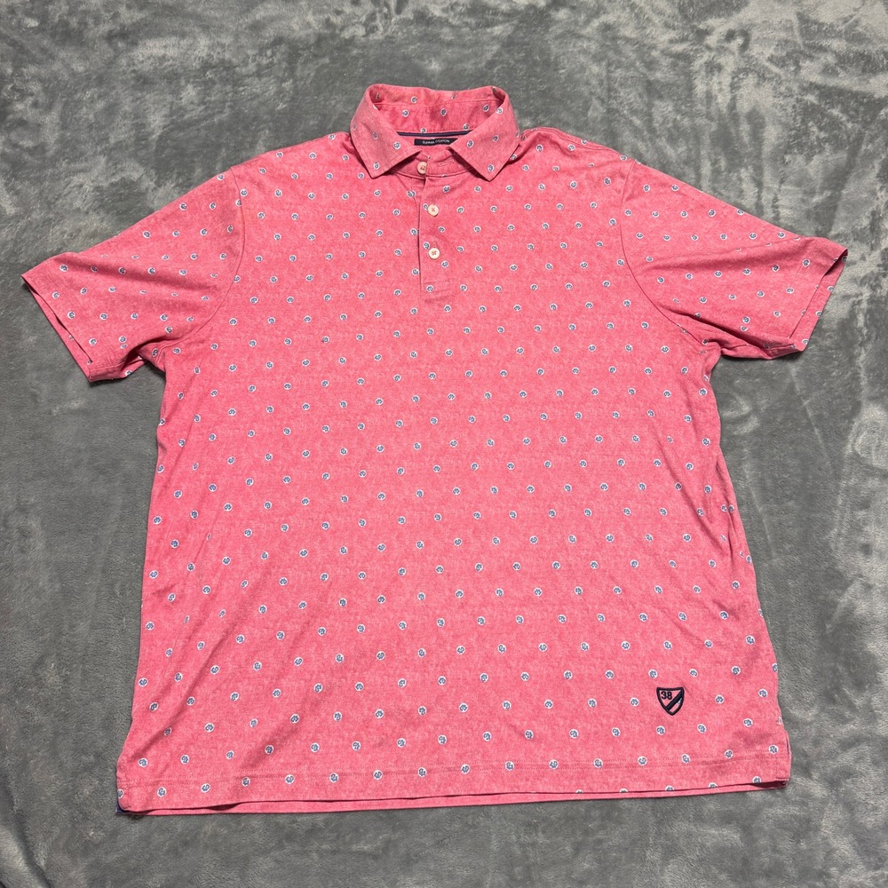 Cremieux Classics Mens Size M Pink Supima Cotton Floral Print Polo Shirt